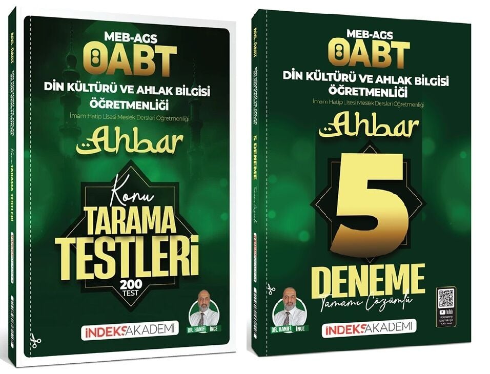 İndeks Akademi 2027 ÖABT MEB-AGS Din Kültürü ve Ahlak Bilgisi Öğretmenliği Ahbar Konu Tarama Testleri + 5 Deneme 2 li Set - Hanifi İnce İndeks Akademi Yayıncılık