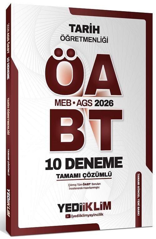 Yediiklim 2026 ÖABT MEB-AGS Tarih Öğretmenliği 10 Deneme Çözümlü Yediiklim Yayınları