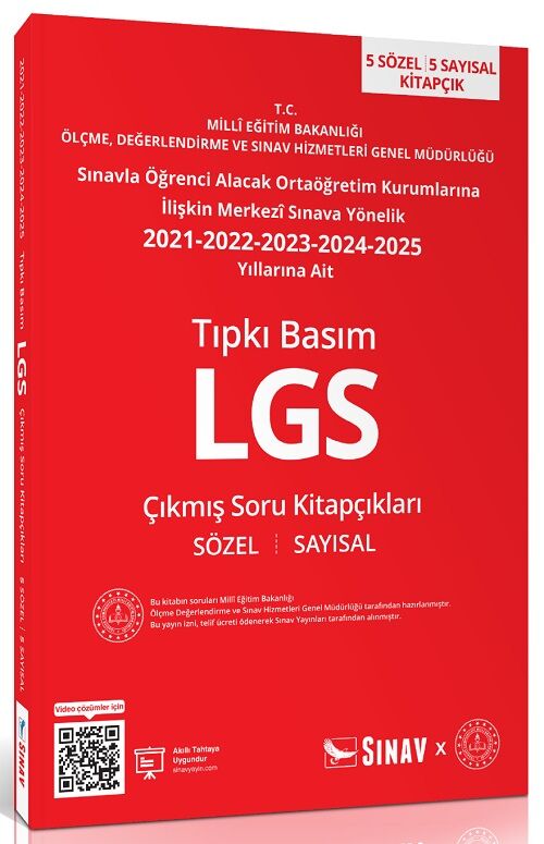 Sınav 8. Sınıf LGS Sayısal Sözel Çıkmış Sorular Son 5 Yıl Sınav Kalitesinde Tıpkı Basım Sınav Yayınları