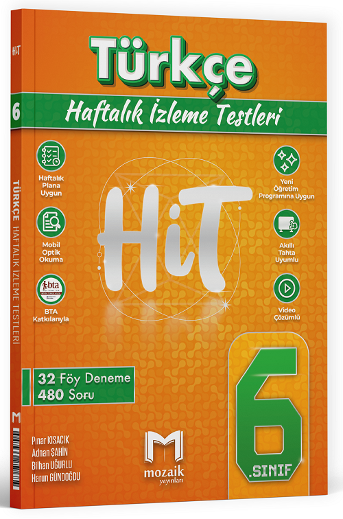 Mozaik 6. Sınıf Türkçe HİT Haftalık İzleme Testleri Mozaik Yayınları