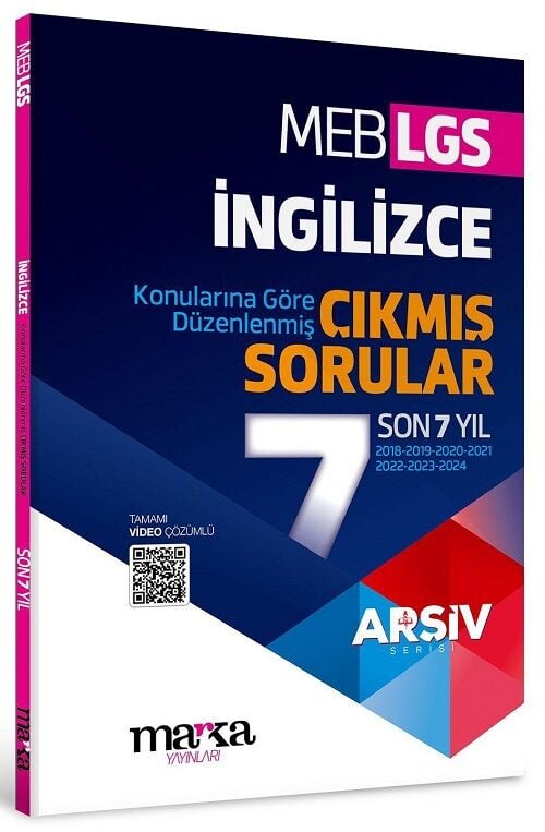 Marka 2025 8. Sınıf LGS İngilizce Çıkmış Sorular Son 7 Yıl Tıpkı Basım Çözümlü Arşiv Serisi Marka Yayınları