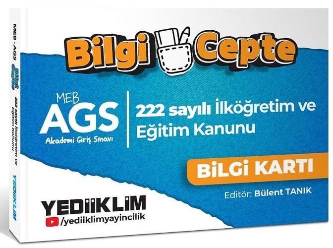 Yediiklim 2026 MEB-AGS 222 Sayılı İlköğretim ve Eğitim Kanunu Bilgi Cepte Bilgi Kartı - Bülent Tanık Yediiklim Yayınları