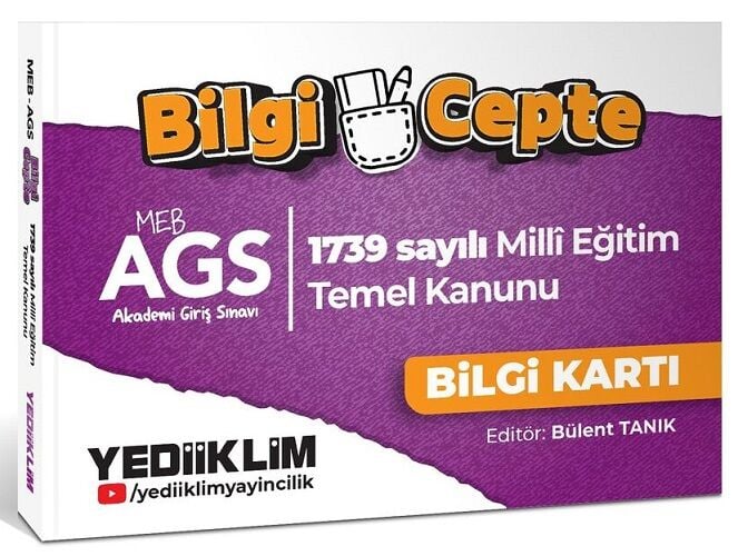 Yediiklim 2026 MEB-AGS 1739 Sayılı Milli Eğitim Temel Kanunu Bilgi Cepte Bilgi Kartı - Bülent Tanık Yediiklim Yayınları