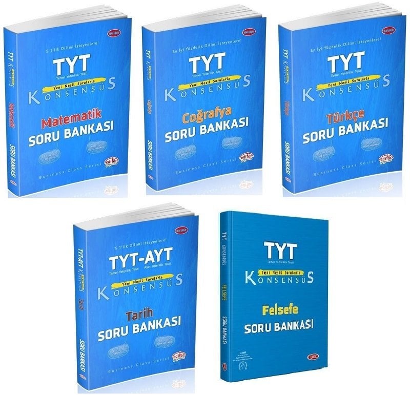 Editör YKS TYT Eşit Ağırlık Konsensüs Soru Bankası Seti (5 Kitap) Editör Yayınları
