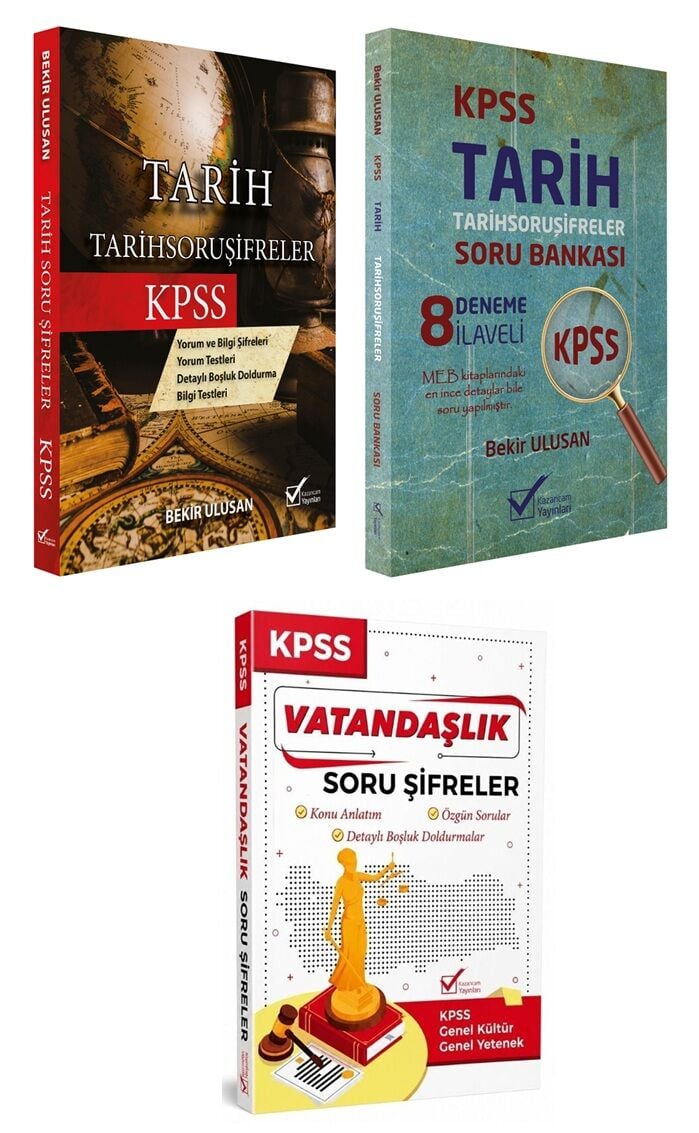 Kazancam 2026 KPSS MEB-AGS Tarih ve Vatandaşlık Soru Şifreler + Soru Bankası 3 lü Set - Bekir Ulusan Kazancam Yayınları