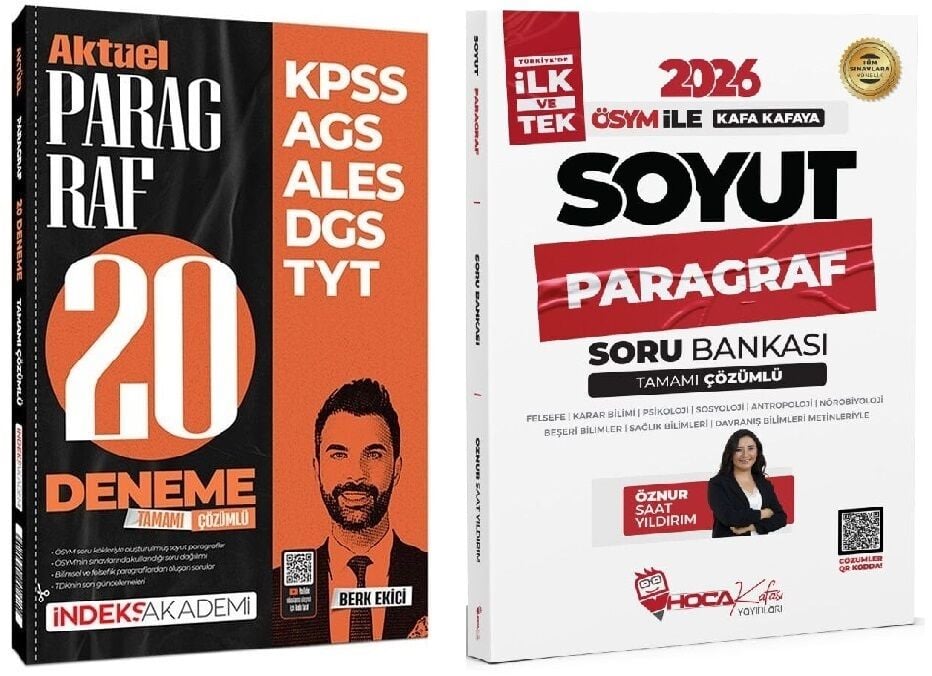 Hoca Kafası + İndeks 2026 KPSS TYT ALES DGS Soyut Paragraf Soru Bankası + 20 Deneme 2 li Set - Öznur Saat Yıldırım, Berk Ekici Hoca Kafası + İndeks Akademi Yayınları