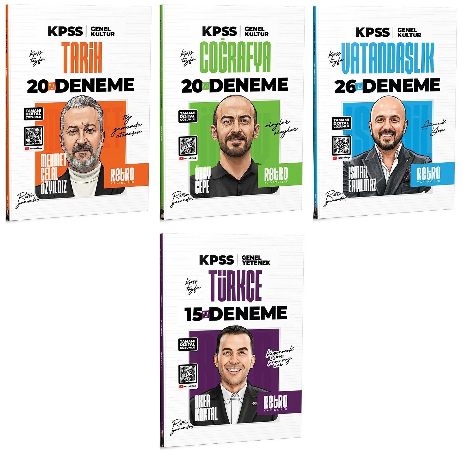 Retro 2026 KPSS Tarih + Coğrafya + Vatandaşlık + Türkçe 81 Deneme 4 lü Set Retro Yayıncılık