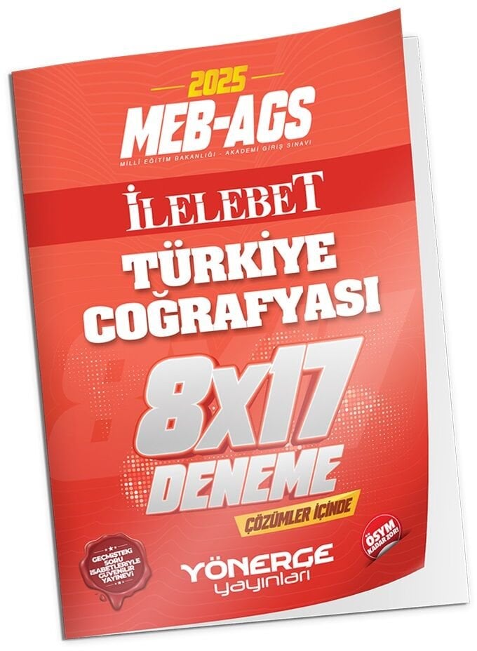 SÜPER FİYAT - Yönerge 2025 MEB-AGS Türkiye Coğrafyası İLELEBET 8x17 Deneme Çözümlü Yönerge Yayınları