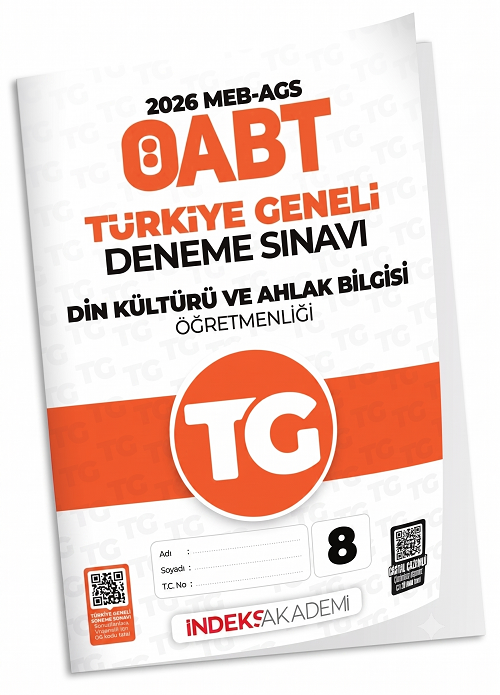 İndeks Akademi 2026 ÖABT MEB-AGS TG-8 Türkiye Geneli Deneme Din Kültürü ve Ahlak Bilgisi Öğretmenliği Çözümlü İndeks Akademi Yayıncılık