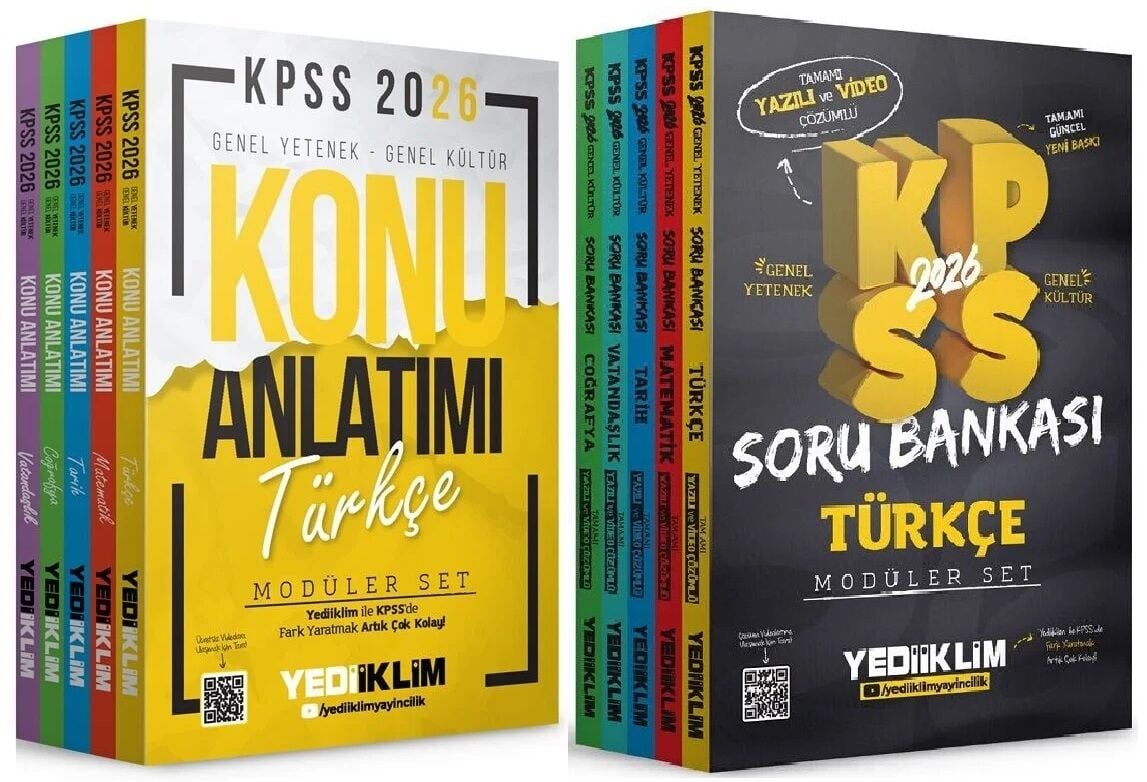 Yediiklim 2026 KPSS Genel Yetenek Genel Kültür Konu Anlatımı + Soru Bankası Modüler 2 li Set Yediiklim Yayınları