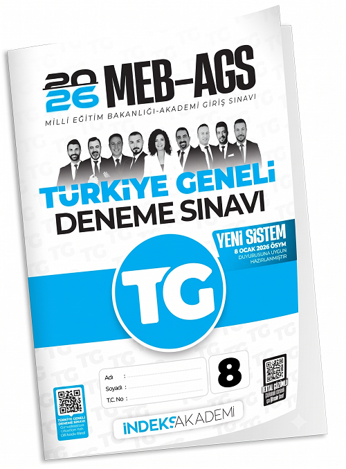 YENİ AGS - İndeks Akademi 2026 MEB-AGS TG-8 Türkiye Geneli Deneme Çözümlü İndeks Akademi Yayıncılık