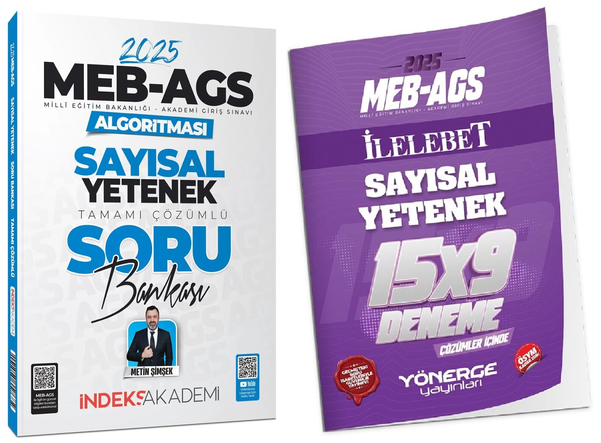 İndeks + Yönerge 2025 MEB-AGS Algoritması Sayısal Yetenek Soru Bankası + 9 Deneme 2 li Set - Metin Şimşek İndeks Akademi + Yönerge Yayıncılık