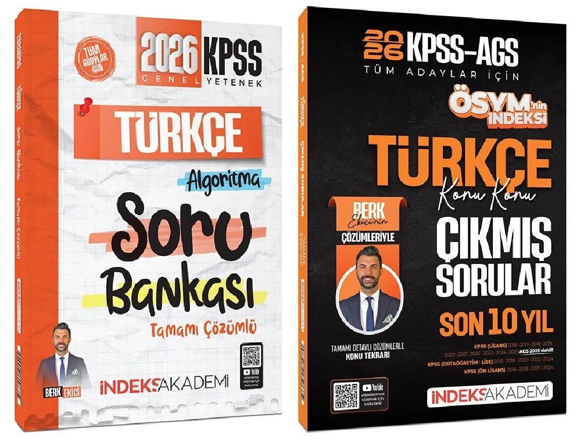 İndeks Akademi 2026 KPSS Türkçe Soru Bankası + Çıkmış Sorular 2 li Set - Berk Ekici İndeks Akademi Yayıncılık
