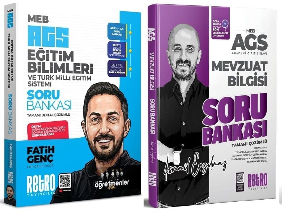YENİ AGS - Retro 2026 MEB-AGS Eğitim Bilimleri + Mevzuat Bilgisi Soru Bankası 2 li Set Retro Yayıncılık