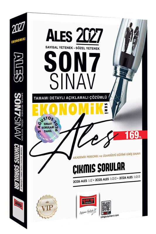 Yargı 2027 ALES VIP Çıkmış Sorular Son 7 Sınav Çözümlü Ekonomik Seri Yargı Yayınları