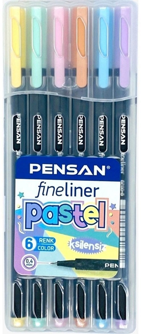 Pensan Fineliner İnce Uçlu Keçeli Kalem Pastel Renkler 6 lı Pvc Kutu 6200