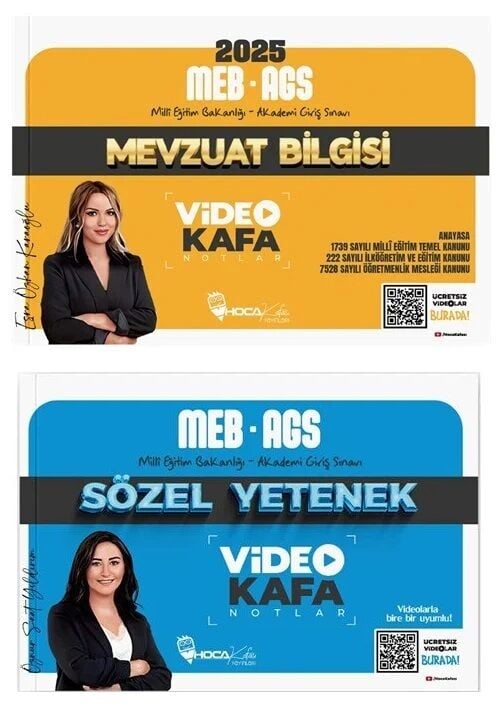 SÜPER FİYAT - Hoca Kafası 2025 MEB-AGS Mevzuat Bilgisi + Sözel Yetenek Video Kafa Notlar 2 li Set - Esra Özkan Karaoğlu, Öznur Saat Yıldırım Hoca Kafası Yayınları