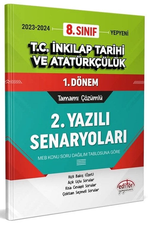 Editör 8. Sınıf TC İnkılap Tarihi ve Atatürkçülük 1. Dönem Ortak Sınav 2. Yazılı Senaryoları Editör Yayınları