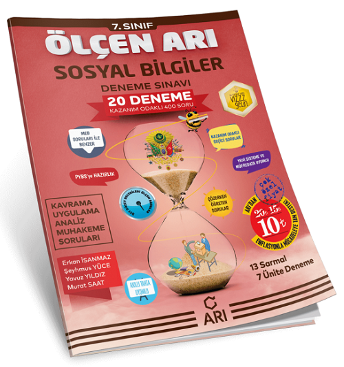 SÜPER FİYAT - Arı Yayınları 7. Sınıf Ölçen Arı Sosyal Bilgiler 20 Deneme Sınavı Arı Yayınları