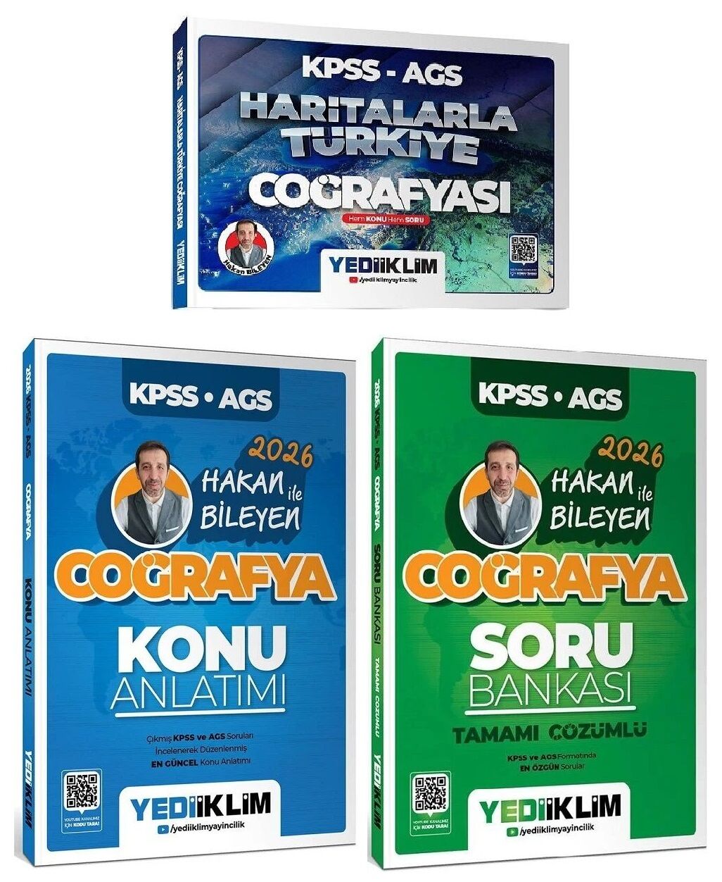 Yediiklim 2026 KPSS MEB-AGS Haritalarla Türkiye Coğrafyası Konu Anlatımı + Soru Bankası 3 lü Set - Hakan Bileyen Yediiklim Yayınları