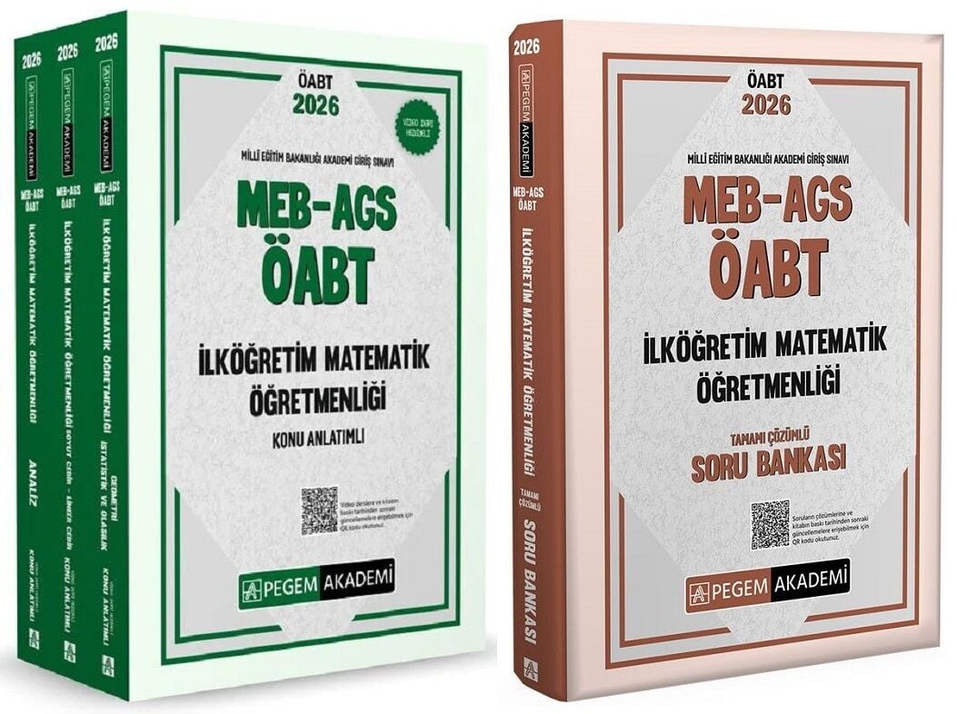 Pegem 2026 ÖABT MEB-AGS İlköğretim Matematik Öğretmenliği Konu Anlatımlı + Soru Bankası 2 li Set Pegem Akademi Yayınları