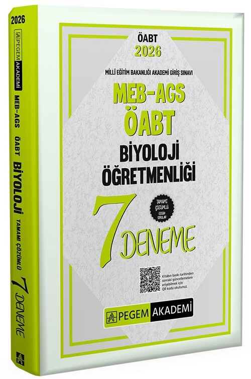 SÜPER FİYAT - Pegem 2026 ÖABT MEB-AGS Biyoloji Öğretmenliği 7 Deneme Çözümlü Pegem Akademi Yayınları