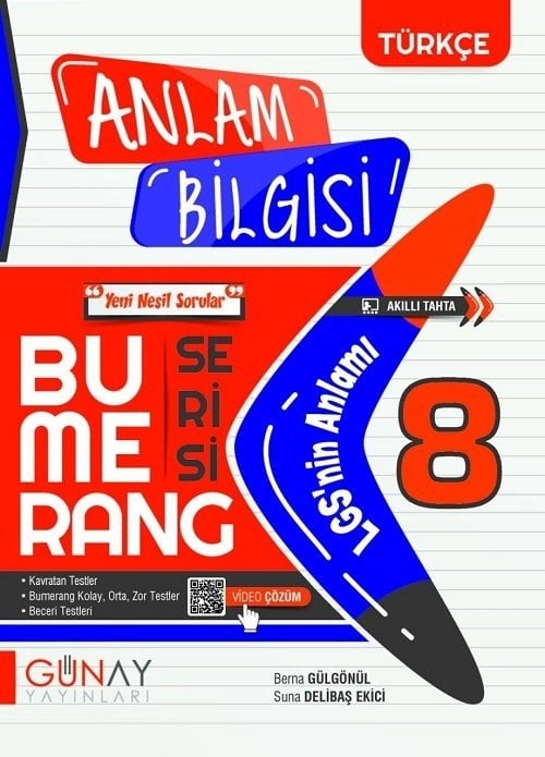 Günay 8. Sınıf LGS Anlam Bilgisi Bumerang Soru Bankası Günay Yayınları