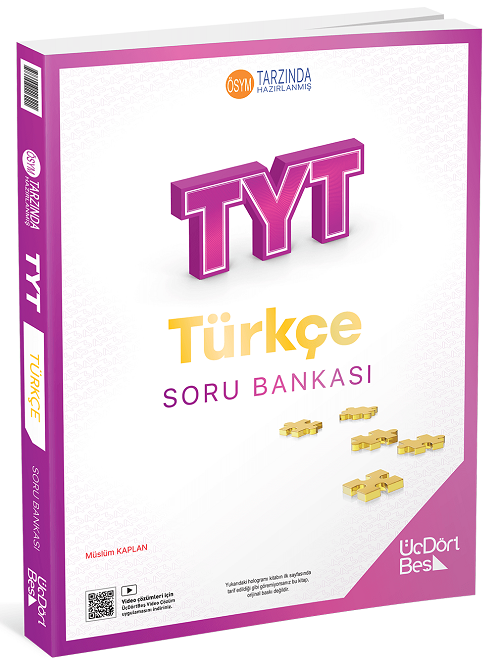 Üç Dört Beş 2027 YKS TYT Türkçe Soru Bankası Çözümlü - Müslüm Kaplan Üç Dört Beş Yayınları