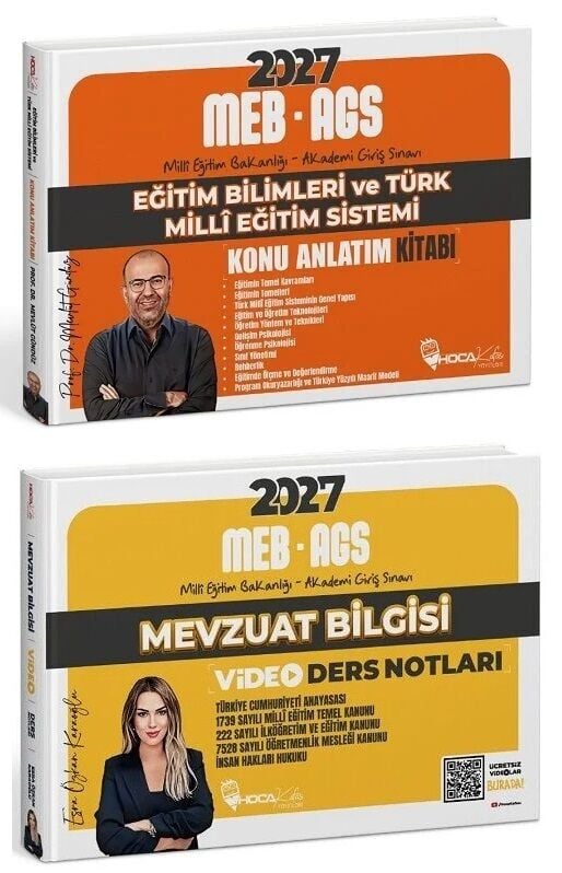 Hoca Kafası 2027 MEB-AGS Eğitim Bilimleri Konu + Mevzuat Bilgisi Video Ders Notları 2 li Set - Mevlüt Gündüz, Esra Özkan Karaoğlu  Hoca Kafası Yayınları
