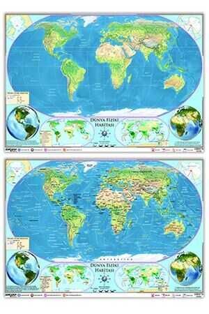Ankara Yayıncılık Dünya Fiziki Haritası Yazılabilir Silinebilir Ankara Yayıncılık