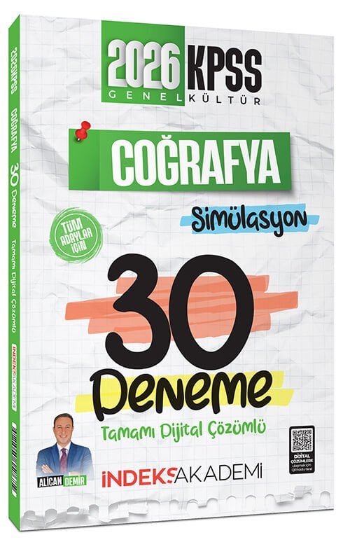 İndeks Akademi 2026 KPSS Coğrafya Simülasyon 30 Deneme Çözümlü - Alican Demir İndeks Akademi Yayıncılık
