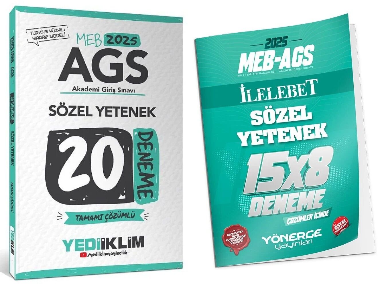 Yediiklim + Yönerge 2025 MEB-AGS Sözel Yetenek 20+8 Deneme 2 li Set Yediiklim + Yönerge Yayınları