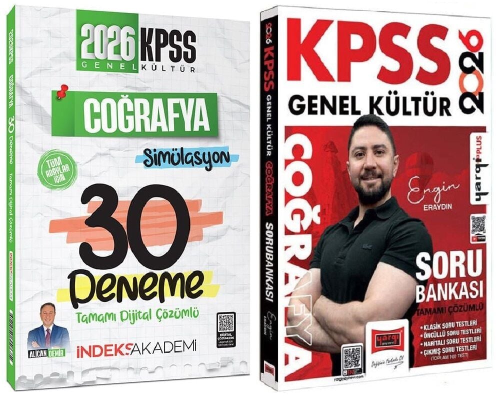 Yargı + İndeks 2026 KPSS Coğrafya Soru Bankası + 30 Deneme 2 li Set - Engin Eraydın, Alican Demir Yargı + İndeks Akademi Yayınları