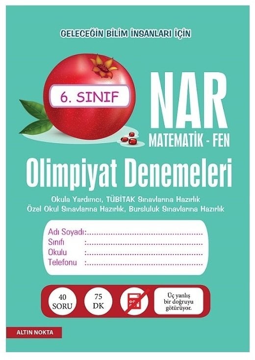 Altın Nokta 6. Sınıf Nar Matematik Fen Olimpiyat Denemeleri Altın Nokta Yayınları