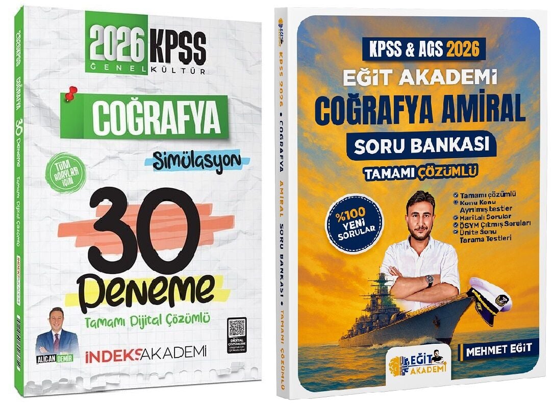 Eğit + İndeks 2026 KPSS Coğrafya Amiral Soru Bankası + 30 Deneme 2 li Set - Mehmet Eğit, Alican Demir Eğit + İndeks Akademi Yayıncılık