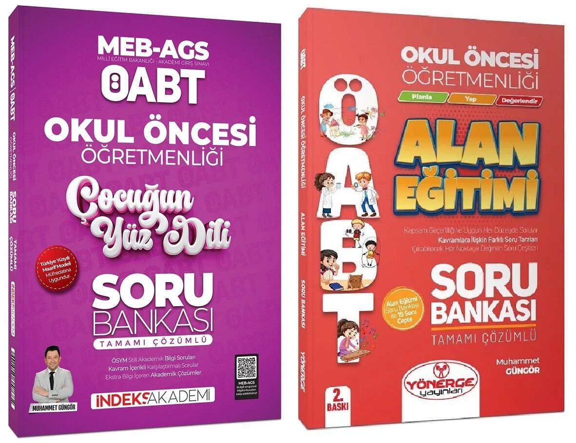 SÜPER FİYAT - Yönerge + İndeks ÖABT MEB-AGS Okul Öncesi  Alan Eğitimi + Çocuğun Yüz Dili Soru Bankası 2 li Set - Muhammet Güngör Yönerge İndeks Akademi Yayınları