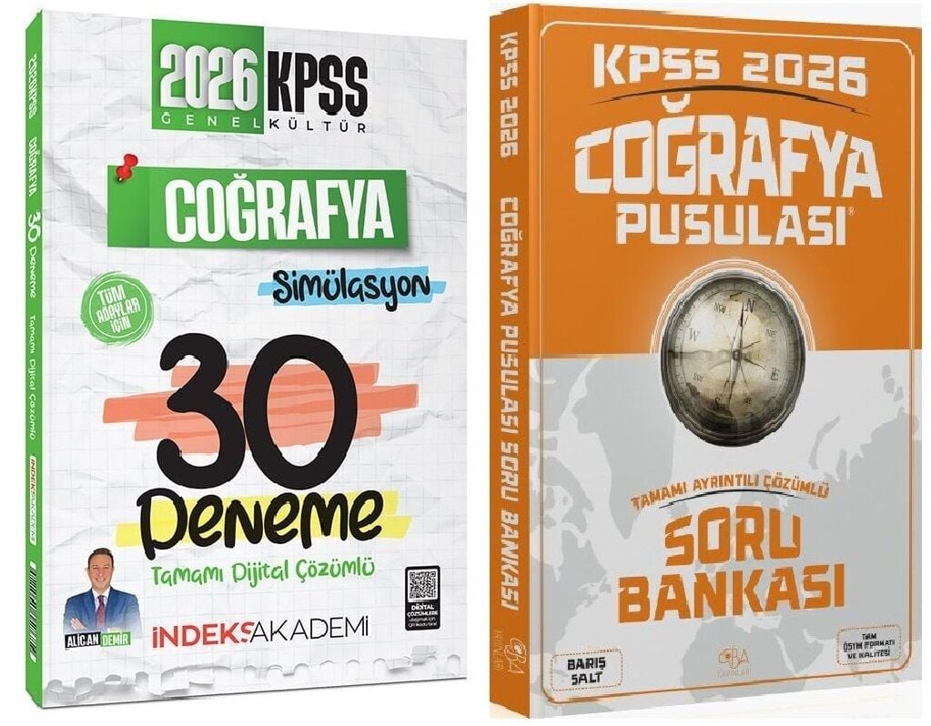 CBA + İndeks 2026 KPSS Coğrafya Pusulası Soru Bankası + 30 Deneme 2 li Set - Barış Salt, Alican Demir CBA + İndeks Akademi Yayınları