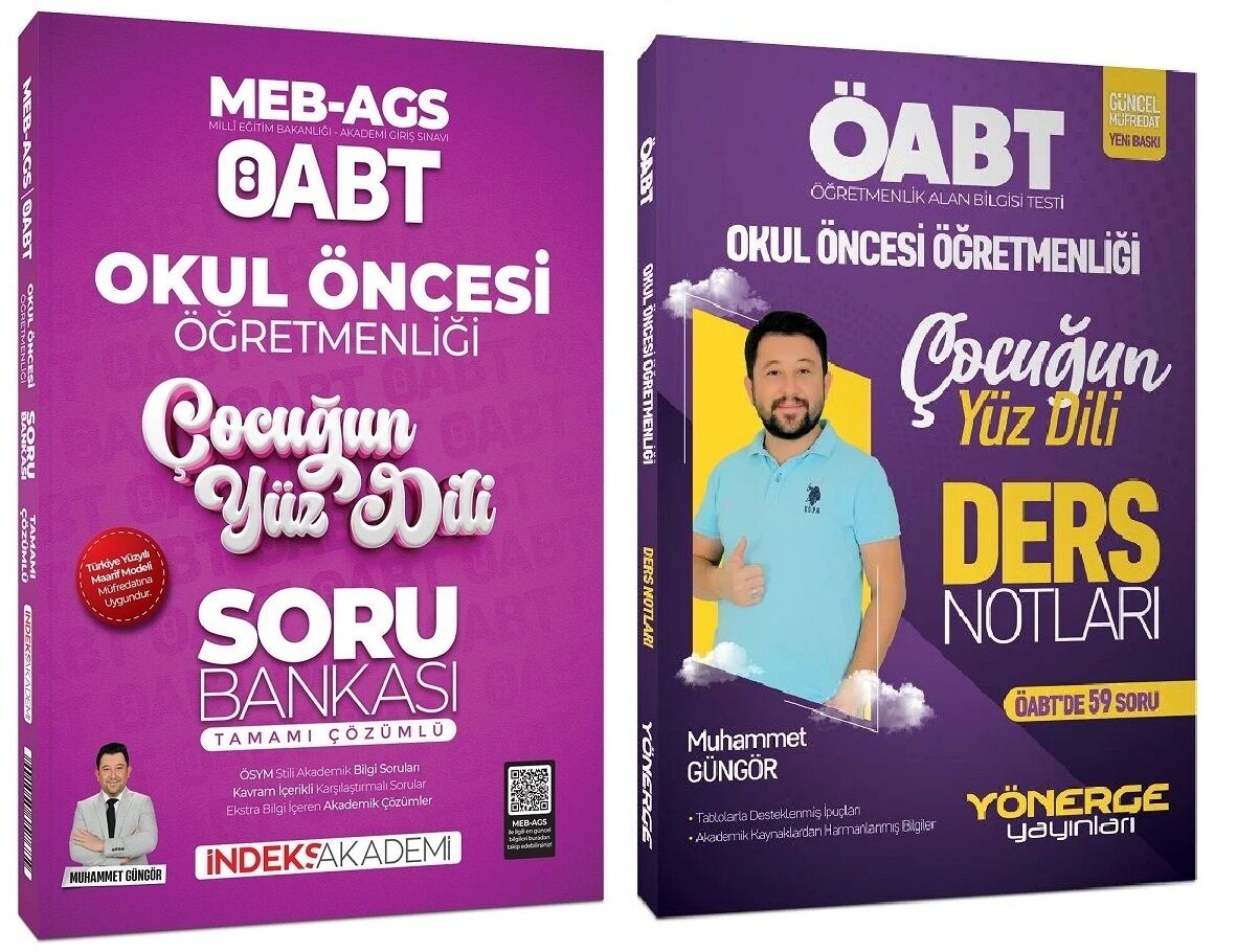 Yönerge + İndeks 2025 ÖABT MEB-AGS Okul Öncesi Çocuğun Yüz Dili Ders Notları + Soru Bankası 2 li Set - Muhammet Güngör Yönerge + İndeks Akademi Yayınları