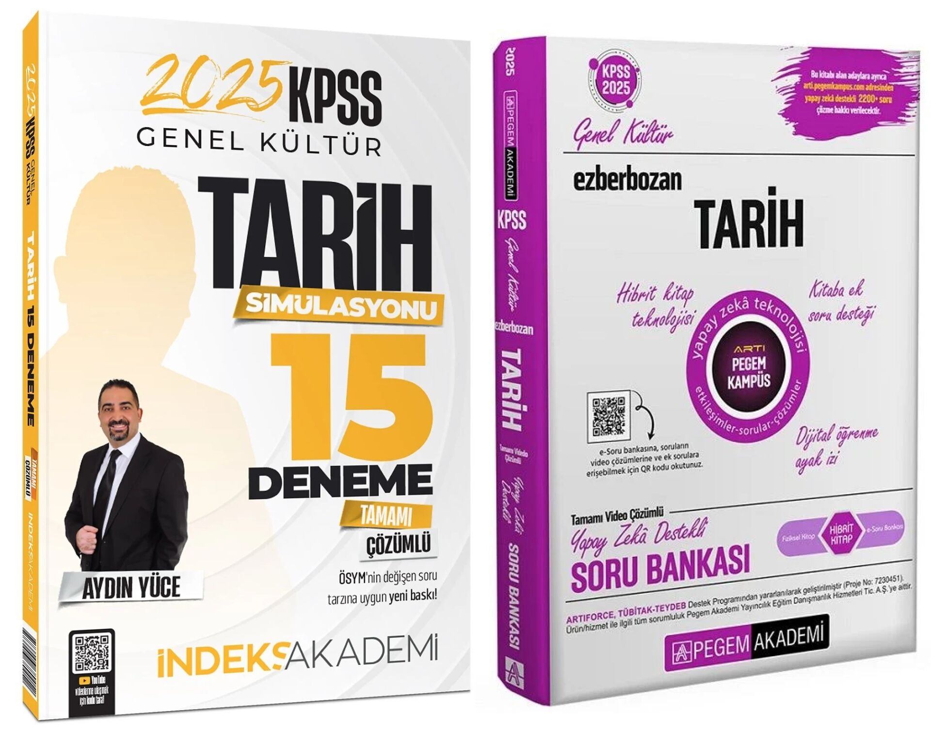 Pegem + İndeks 2025 KPSS Tarih Ezberbozan Soru Bankası + 15 Deneme 2 li Set - Aydın Yüce Pegem + İndeks Akademi Yayınları