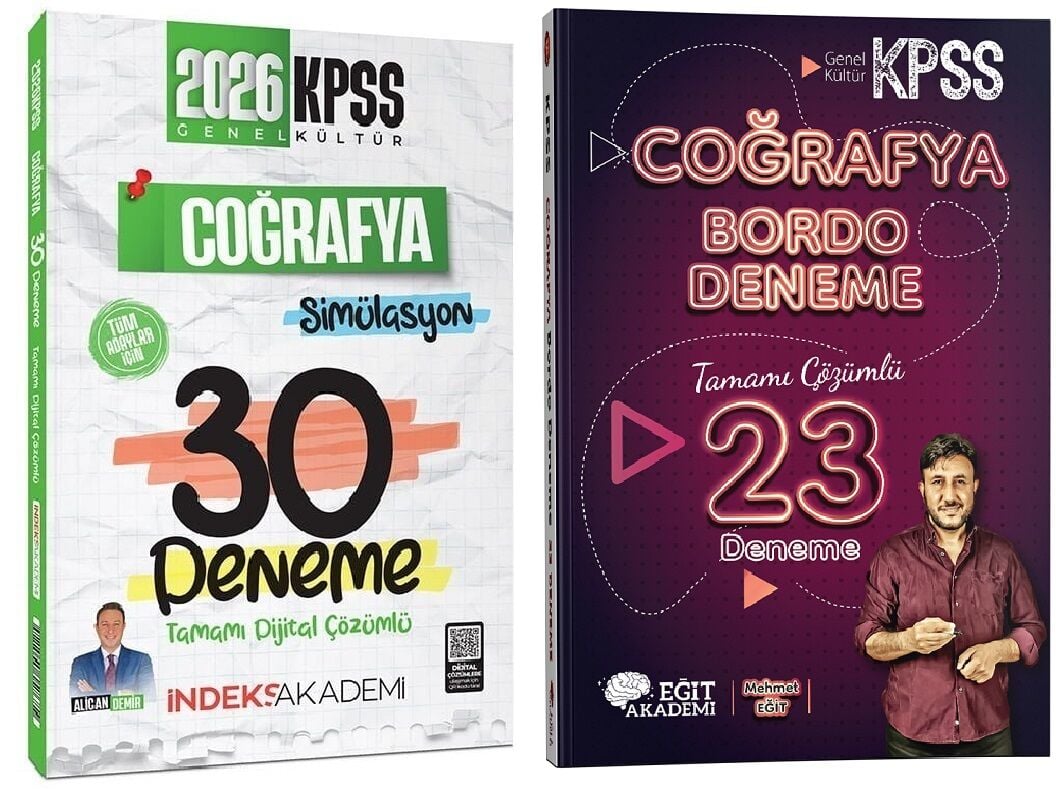 Eğit + İndeks 2026 KPSS Coğrafya Bordo 23+30 Deneme 2 li Set - Mehmet Eğit, Alican Demir Eğit + İndeks Akademi Yayıncılık