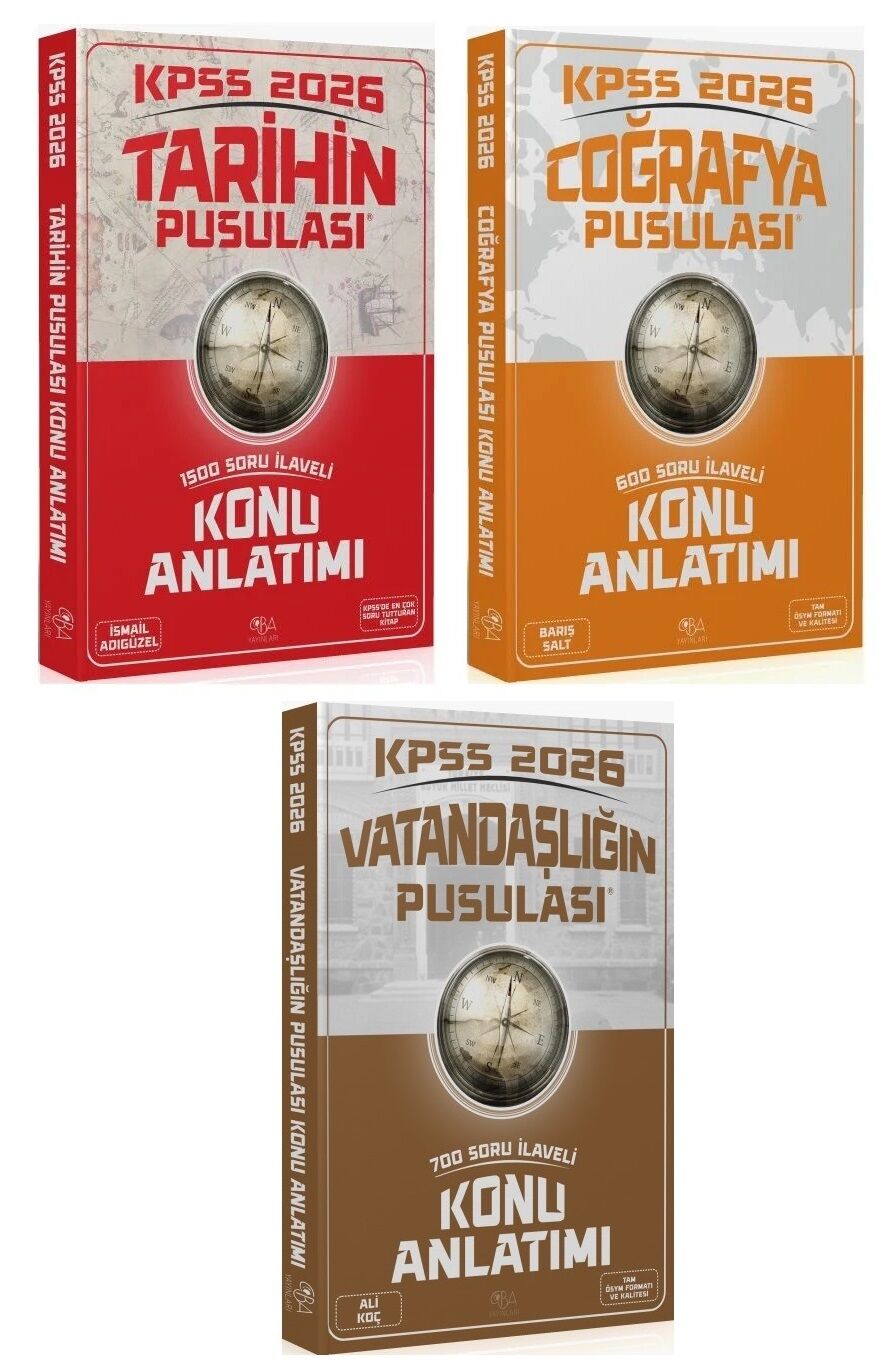 CBA Yayınları 2026 KPSS Tarih + Coğrafya + Vatandaşlık Pusulası Konu Anlatımı 3 lü Set CBA Yayınları