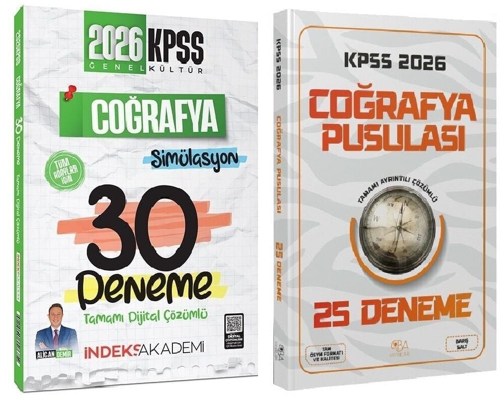 CBA + İndeks 2026 KPSS Coğrafya Pusulası 25+30 Deneme 2 li Set - Barış Salt, Alican Demir CBA + İndeks Akademi Yayınları