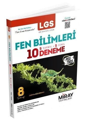 Miray 8. Sınıf LGS Fen Bilimleri 10 Deneme Çözümlü Miray Yayınları