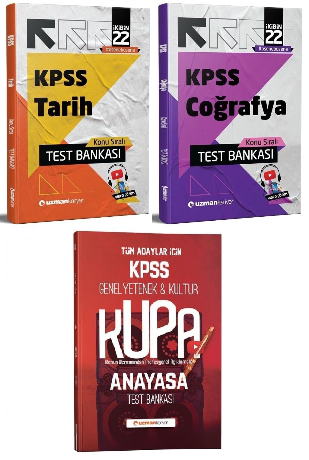 SÜPER FİYAT - Uzman Kariyer 2022 KPSS Tarih+Coğrafya+Vatandaşlık Test Bankası Yaprak Test 3 lü Set Uzman Kariyer Yayınları