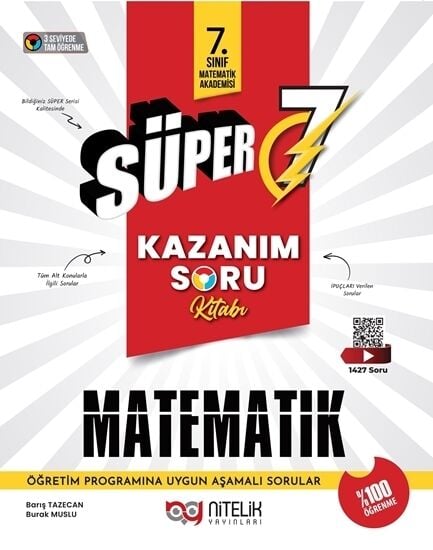 Nitelik 7. Sınıf Matematik Süper Kazanım Soru Kitabı Nitelik Yayınları