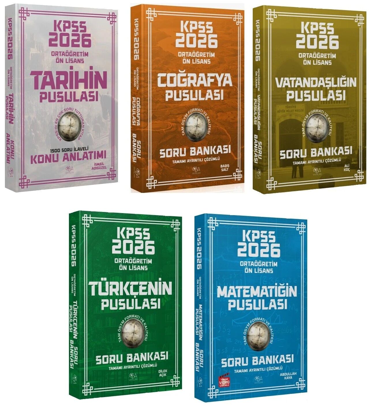 CBA Yayınları 2026 KPSS Lise Ortaöğretim Ön Lisans Pusulası Soru Bankası 5 li Set CBA Yayınları