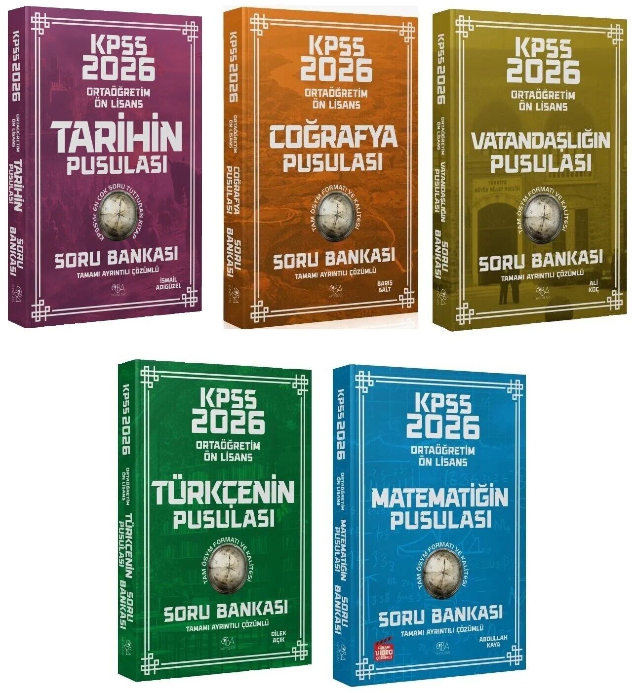 CBA Yayınları 2026 KPSS Lise Ortaöğretim Ön Lisans Pusulası Soru Bankası 5 li Set CBA Yayınları