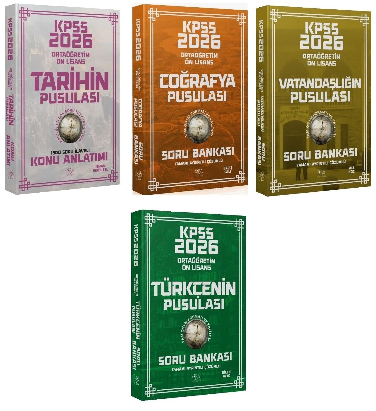 CBA Yayınları 2026 KPSS Lise Ortaöğretim Ön Lisans Tarih + Coğrafya + Vatandaşlık + Türkçe Soru Bankası 4 lü Set CBA Yayınları