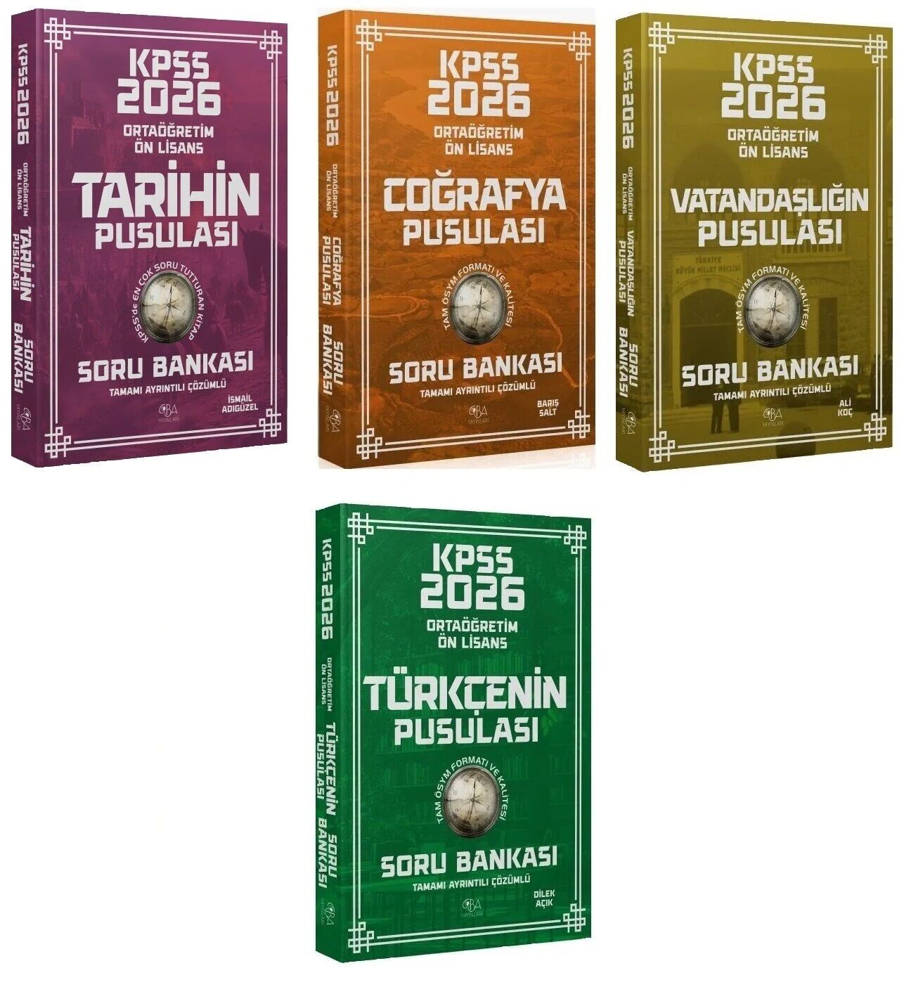 CBA Yayınları 2026 KPSS Lise Ortaöğretim Ön Lisans Tarih + Coğrafya + Vatandaşlık + Türkçe Soru Bankası 4 lü Set CBA Yayınları