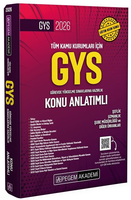 Pegem 2026 GYS Tüm Kamu Kurumları için Görevde Yükselme Konu Anlatımı Pegem Akademi Yayınları